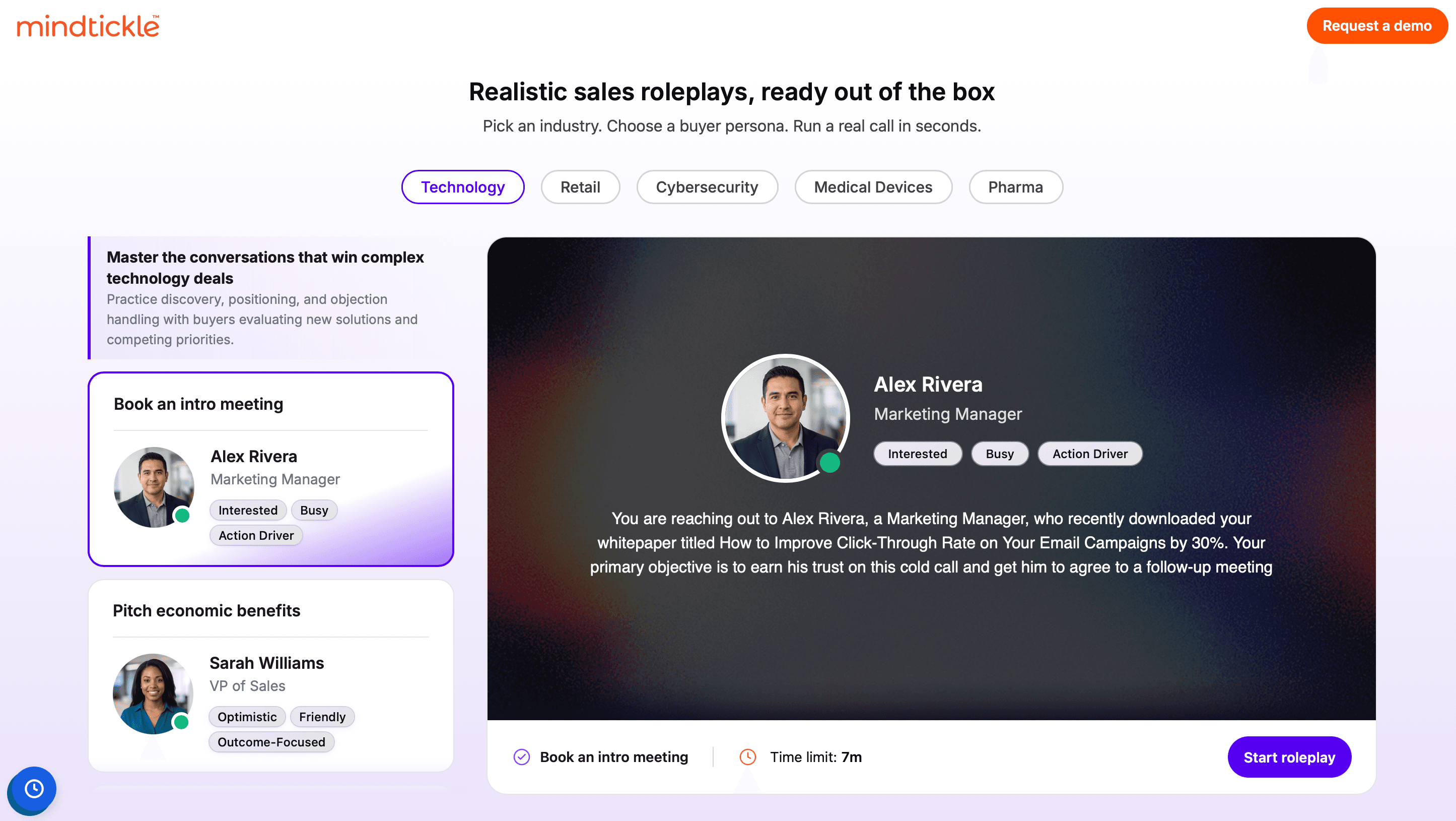 AI Sales Role Play with different buyer persona by Mindtickle