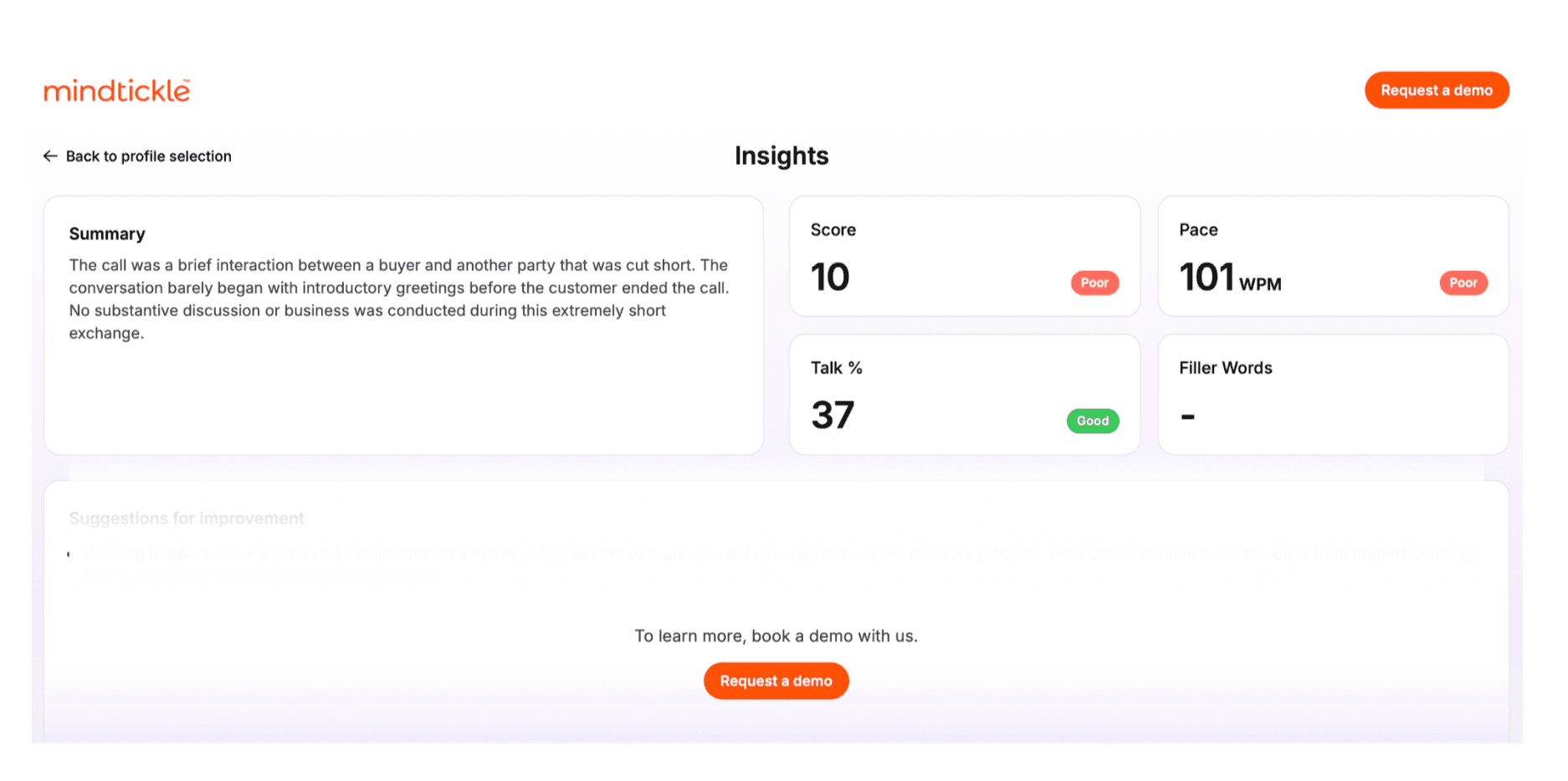 AI-powered sales role play scorecard