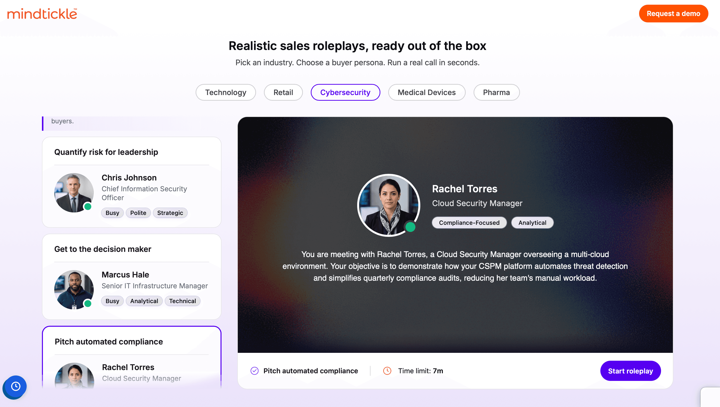 Mindtickle AI Role Play with Technology Sales Reps