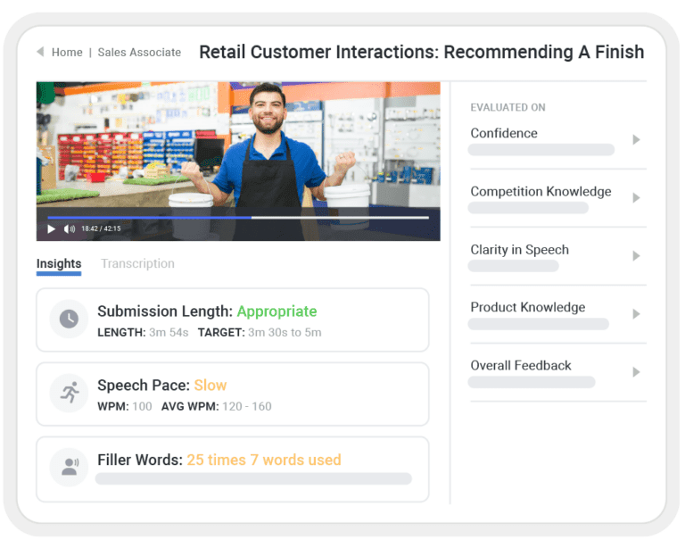 Screenshot of the Mindtickle AI role-play feature providing real-time feedback