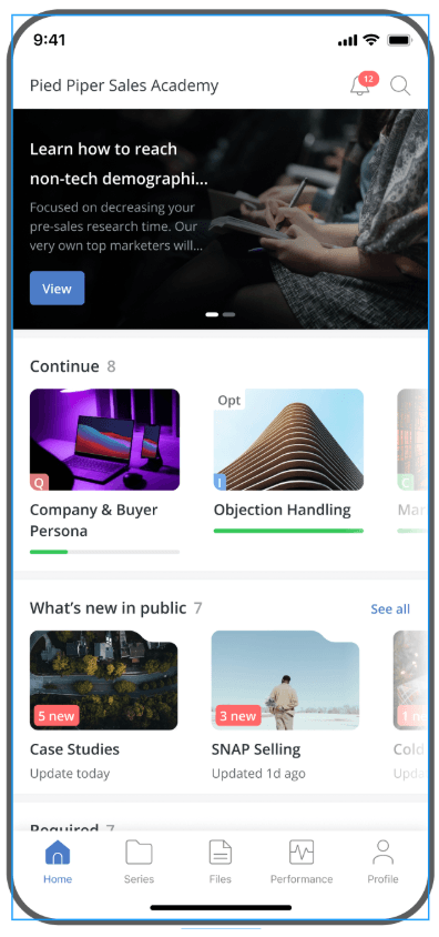 Learner Page Feature of Mindtickle App