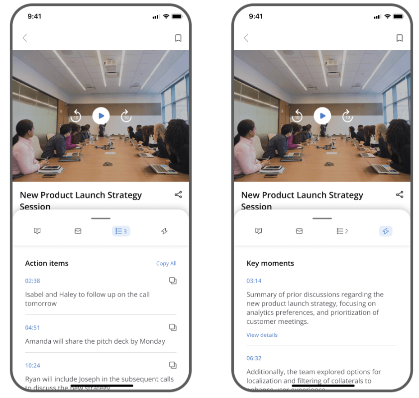 Call AI Feature with recordings review from the Mindtickle App