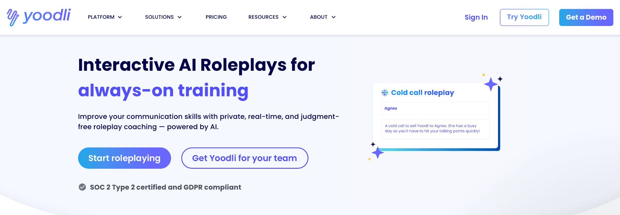 Yoodli homepage